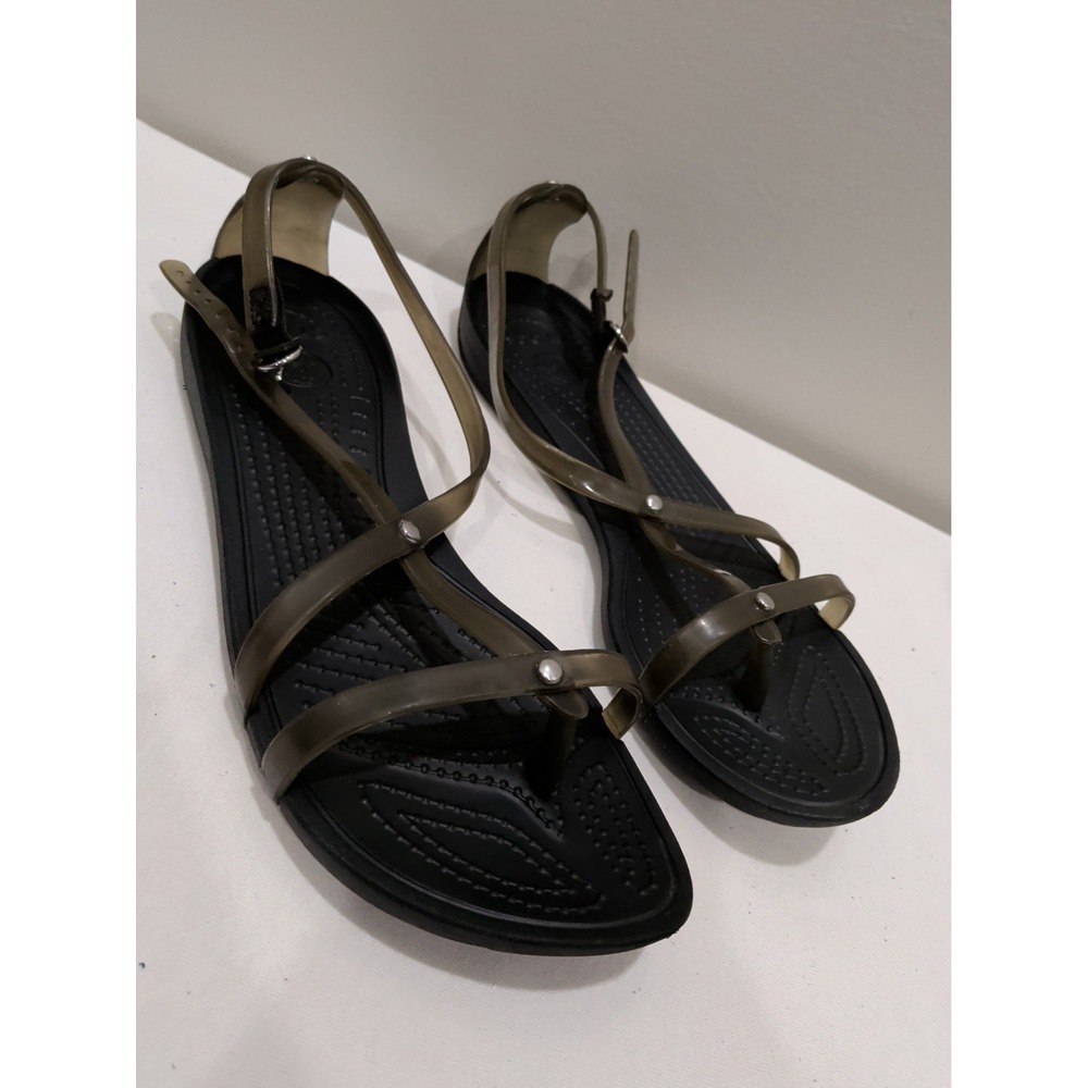 Crocs Isabella Gladiator Smoke Olive Jelly Strappy Comfort Sandals 204914 Size 8